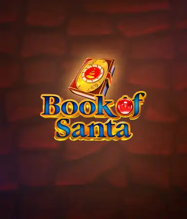 Uma exibição vibrante de o slot online temático de férias Book of Santa da Endorphina, apresentando Papai Noel, um livro festivo e decorações de festas.