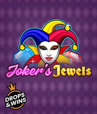 Uma captura de tela atraente de o jogo Joker's Jewels slot da Pragmatic Play, mostrando um bobo da corte e uma variedade de joias reluzentes.