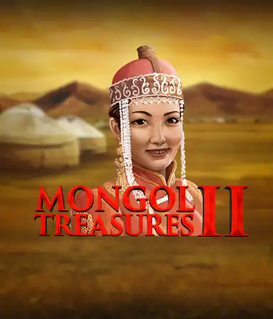 Uma imagem detalhada mostrando o jogo Mongol Treasures 2 slot da Endorphina, com tesouros requintados e as vastas estepes.